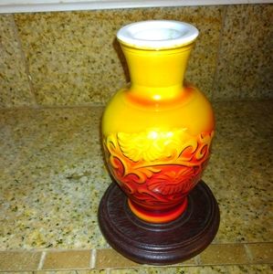 Vintage Amberina Cased Glass Bud Vase
